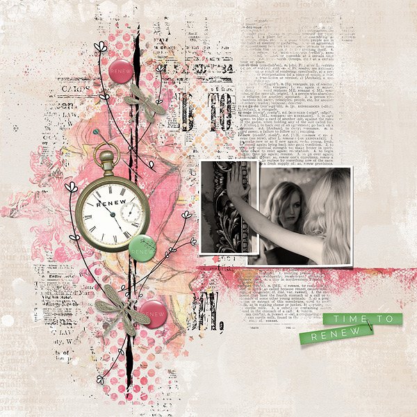 Time to Renew Digital Scrapbooking Kit by Vicki Robinson sample page by Gina