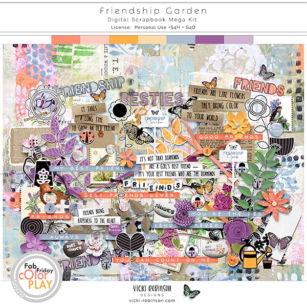 Friendship Garden Digital Scrapbook Kit by Vicki Robinson Preview image