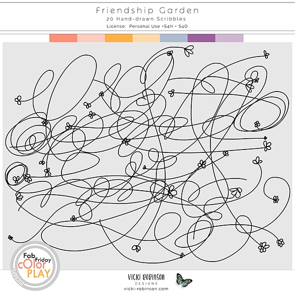 Friendship Garden Digital Scrapbook Scribbles by Vicki Robinson Preview image
