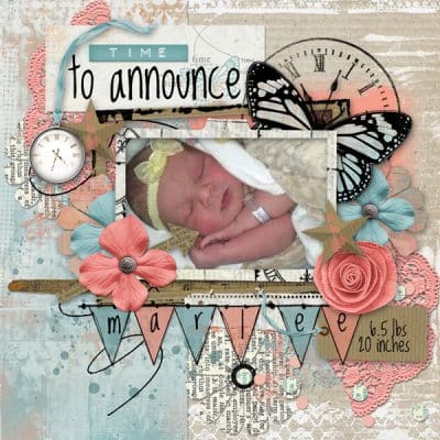 Its About Time Digital Scrapbook Kit by Vicki Robinson Sample Layout