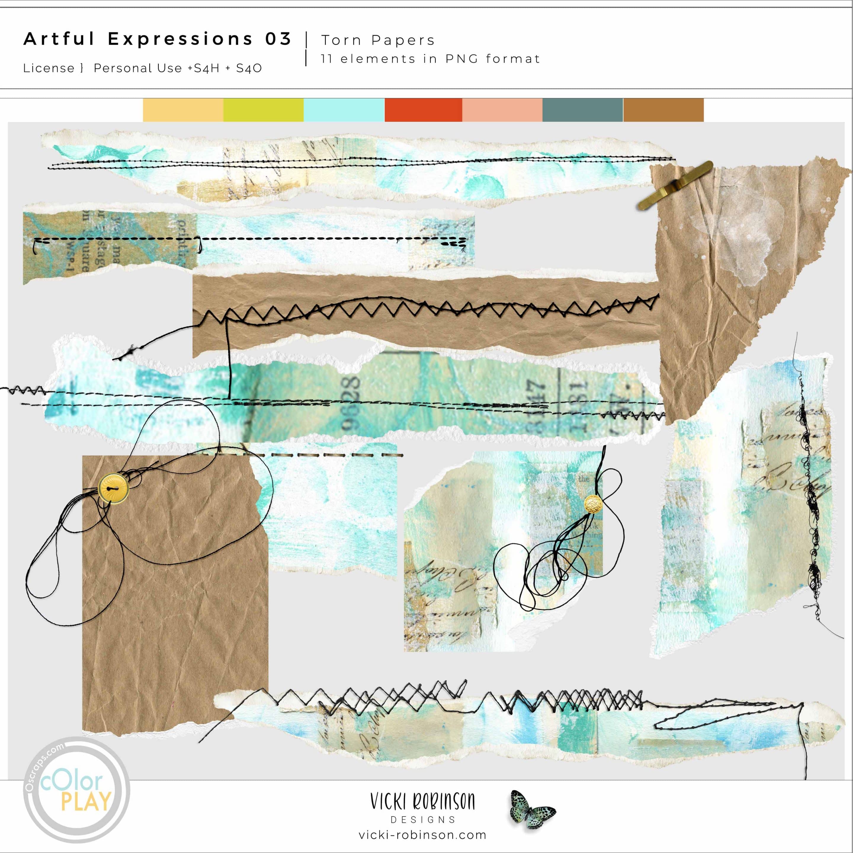 Artful Expressions 03 Torn Papers Preview by VIcki Robinson