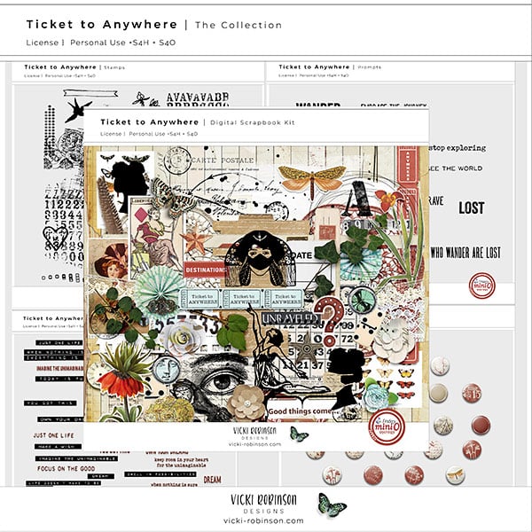 Ticket To Anywhere Digital Art Journal Collection Preview Image by Vicki Robinson
