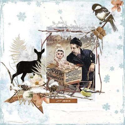 Artful Memories Winter Digital Scrapbooking Collection by Vicki Robinson Sample Layout