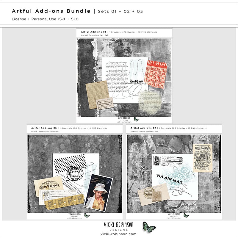 Artful Addon Bundle for digital scrapbooking by Vicki Robinson