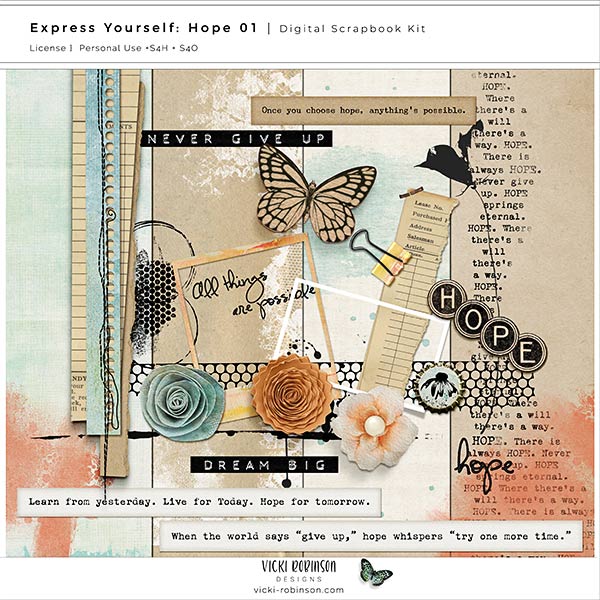 Express Yourself Hope 01 Digital Scrapbooking Kit by VIcki Robinson
