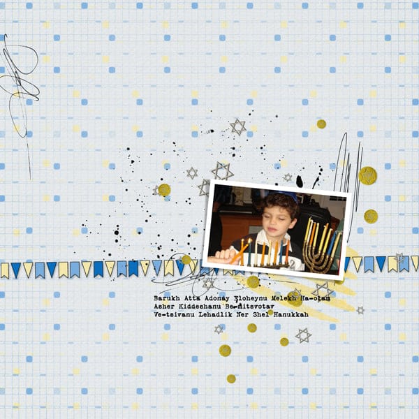 Oh Hanukkah Digital Scrapbook Kit by Vicki Robinson Sample Page