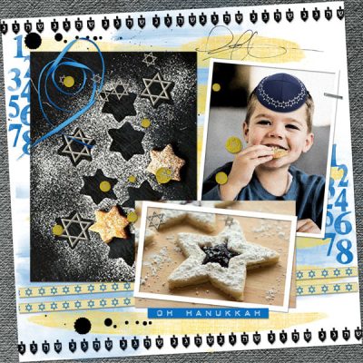 Oh Hanukkah Digital Scrapbook Kit by Vicki Robinson Sample Page