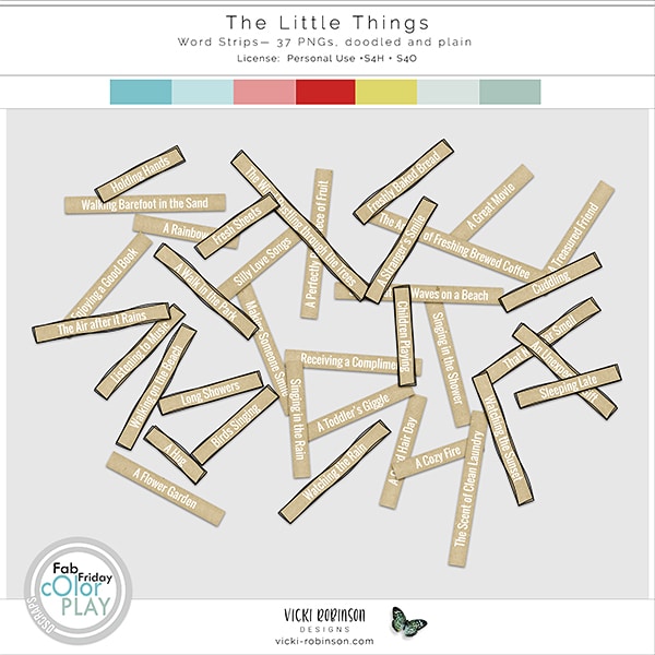 The Little Things Word Strips for Digital Scrapbooking by Vicki Robinson