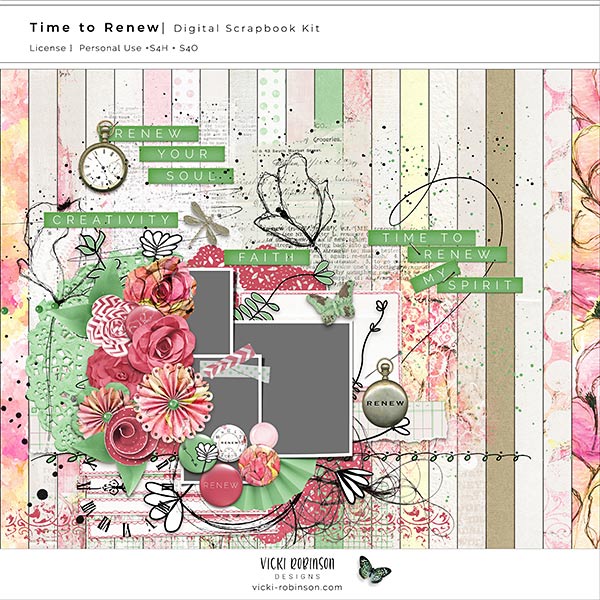 Time to Renew Digital Scrapbook and Art Journaling kit by Vicki Robinson Preview image