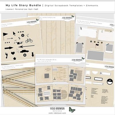 My Life Story Template Bundle for Digital Scrapbooking by Vicki Robinson