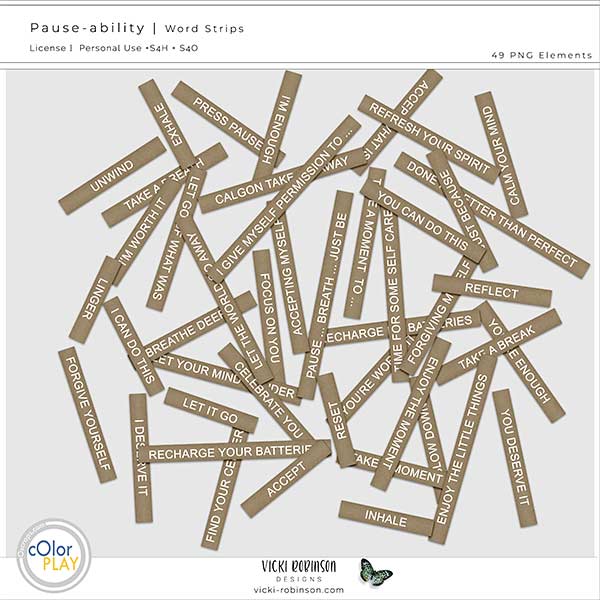 Pause-ability Digital Art Word Strips by Vicki Robinson Preview Image