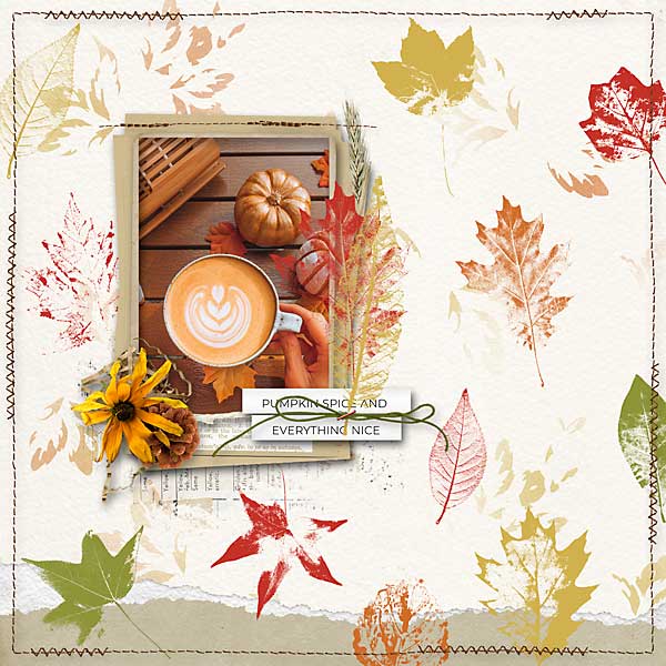 How To Capture Autumn’s Beauty: 10 Digital Scrapbooking Inspirations digital scrapbook page featuring fall desserts with vintage recipe cards and kitchen ephemera