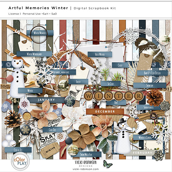 Artful Memories Winter  Digital Scrapbooking kit by Vicki Robinson