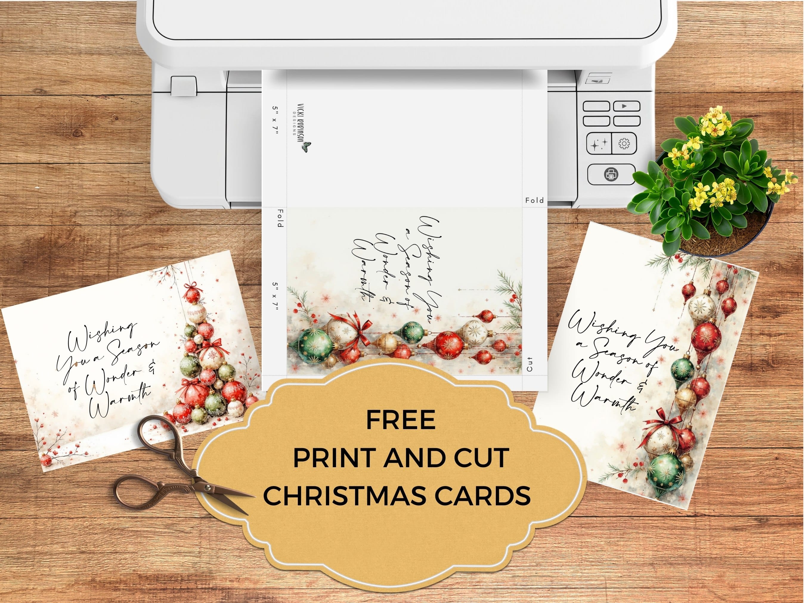 Watercolor Printable Christmas Cards Promotion Graphic