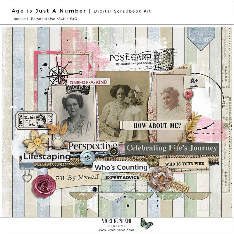 age-is-just-a-number-art-journaling-vicki-robinson Preview image of Age Is Just a Number, a mixed media digital art journaling collection by Vicki Robinson
