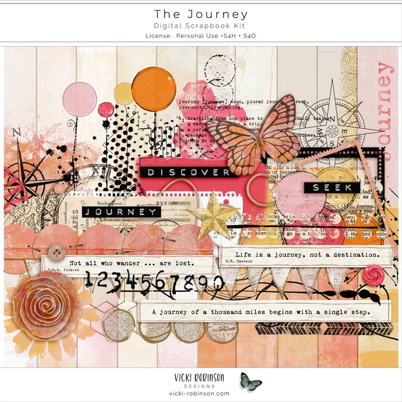 the-journey-kit-art-journaling-vicki-robinson Preview image of The Journey Kit, a colorful mixed media digital art journaling collection by Vicki Robinson