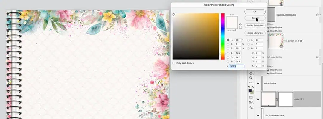 Photoshop shop screen with a decorative paper