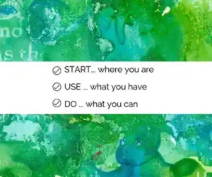 Start Where You Are Philosophy a watercolor card with the words Start Where You Are Use What You Have Do What You Can